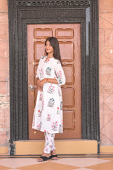 Arihantam Garden Whisper White Schiffli Kurti Set